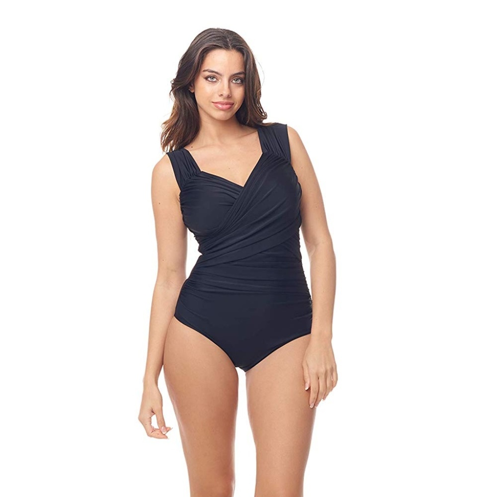 DSF Swimwear Ruched Surplice One Piece BathingSuit